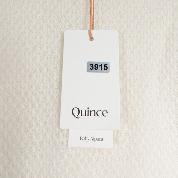 New Quince Women’s Baby-Alpaca Wool Diamond Stitch Crew Ivory Medium 3915 - Picture 5 of 9